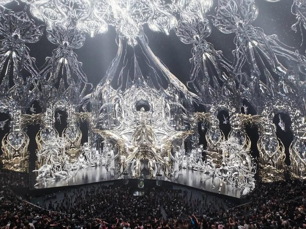 Cathedral, large-scale VR sculpture music visuals by Giant Swan and Anyma at the Sphere, Las Vegas
