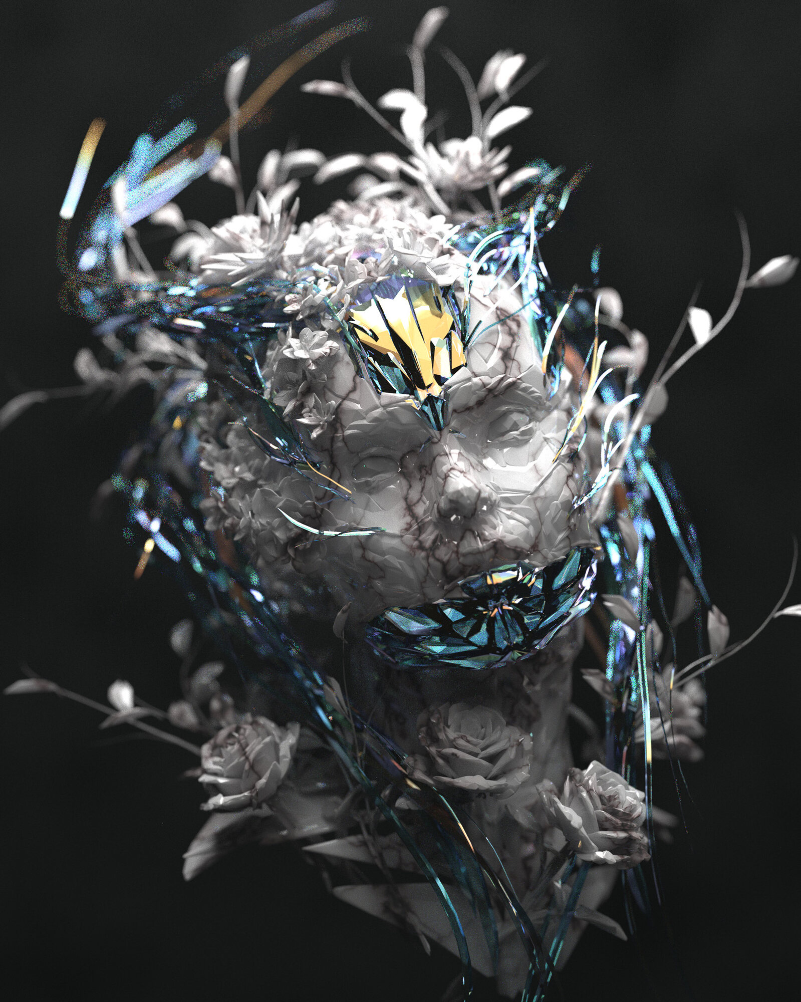 Detail, dark blue crystalline forms