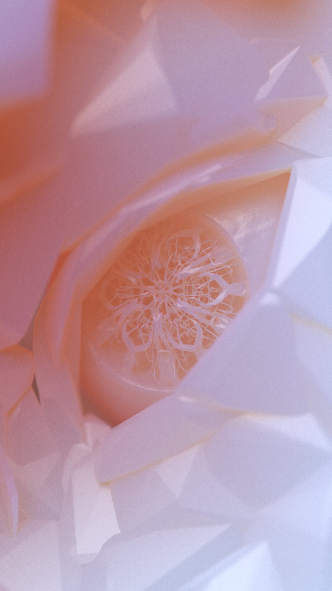 Digital sculpture, figure entwined in crystalline threads