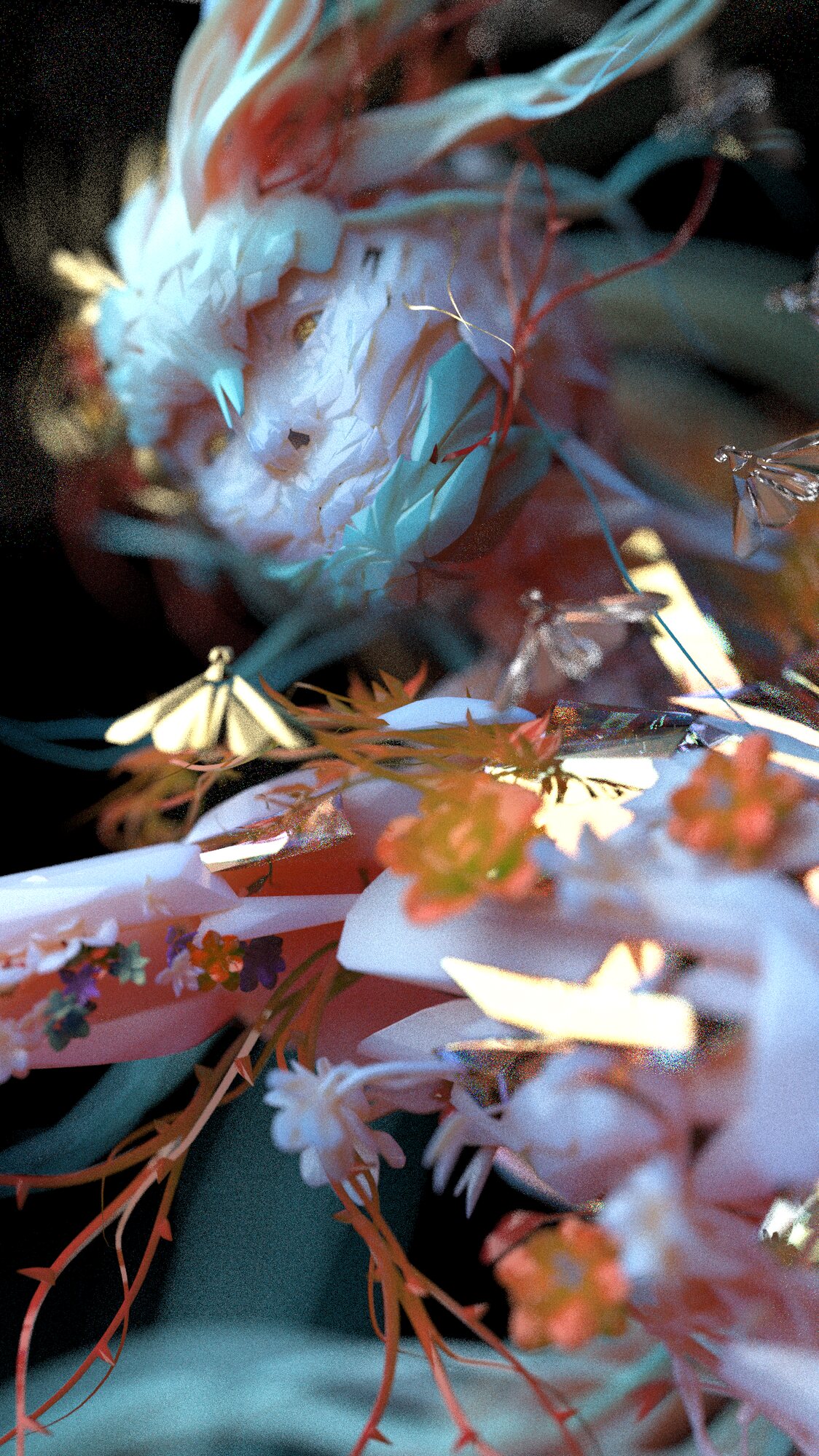 Digital sculpture, glass figure in motion